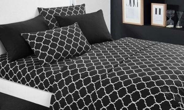 Opticia Deep-Pocket Geometric-Pattern Sheet Set (4-or 6-Piece)