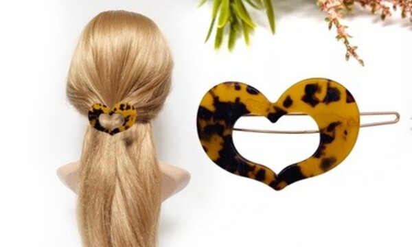 One, Two, or Three Tortoise Shell Heart Shaped Barrettes from Novadab (Up to 64% Off)