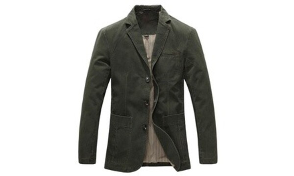 Men's Stripe Lined Cotton Casual Three-Button Twill Suit Style Blazer  Jacket