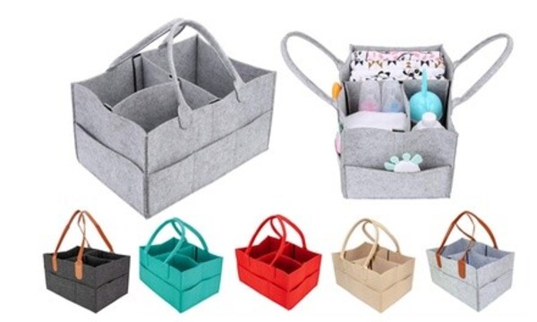 Felt Baby Diaper Caddy Nursery Storage Diaper Wipes Tote Bag