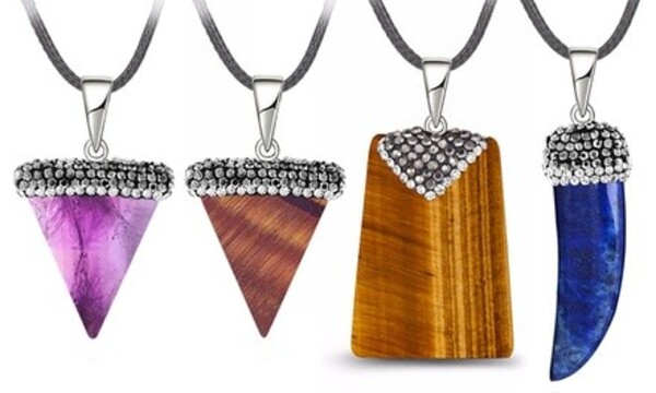 Genuine Gemstone Healing Pendants in 18K White Gold by Diane Lo'ren