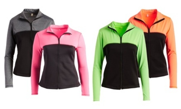Women's Junior Full Zip-Up Color-Block Track Jacket