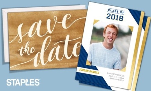 Custom Same-Day / Delivered Graduation Cards, Save the Dates, Invitations, and More from Staples (Up to 61% Off)