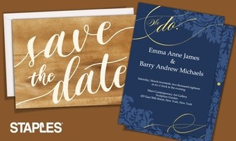 Custom Same-Day / Delivered Save the Date Cards or Wedding Invitations from Staples (Up to 61% Off)