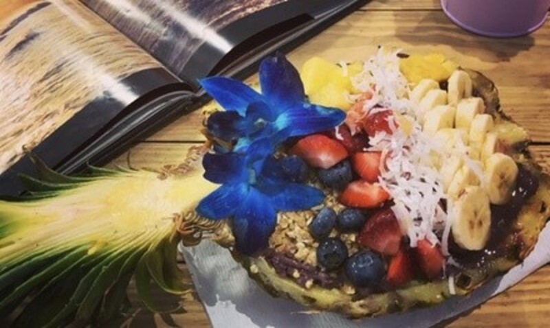 Food and drink at a café that offers Açaí bowls, coffee, teas and more for takeout or dine-in (if available)